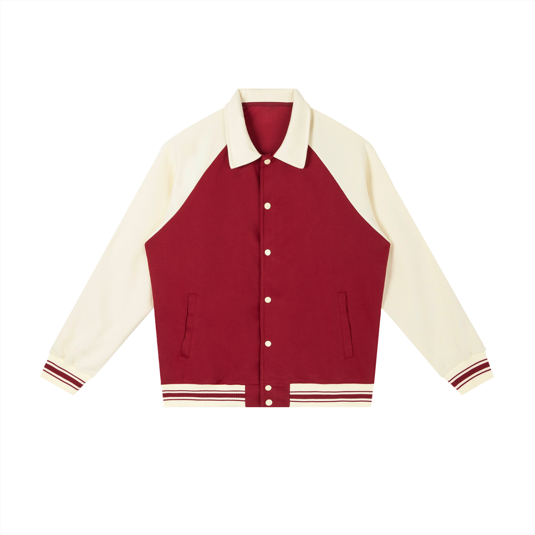 WOMEN COAT AND JACKET Contrast Raglan Sleeve Baseball Jacket