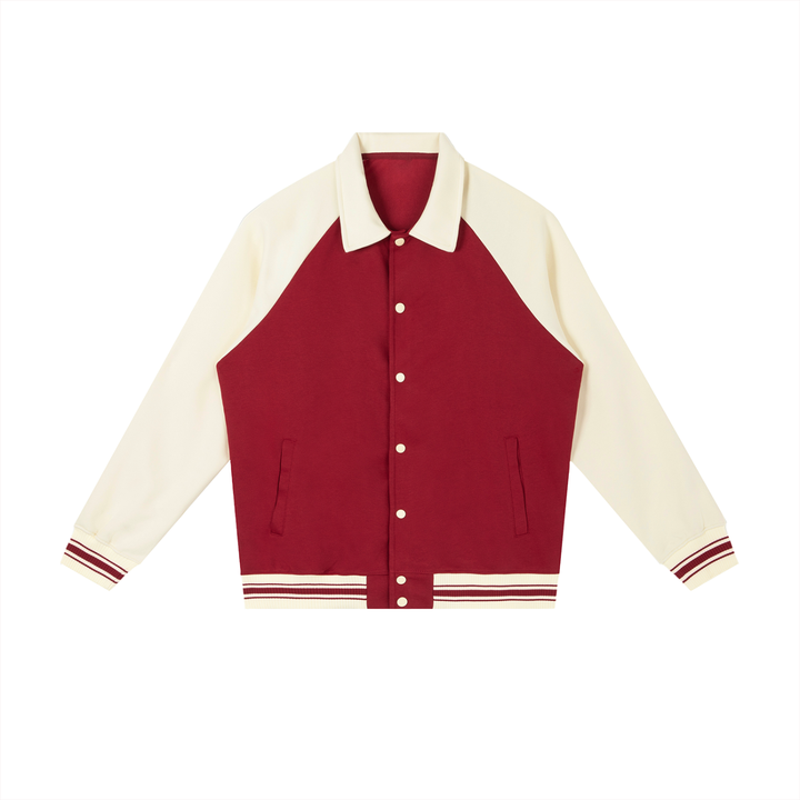 WOMEN COAT AND JACKET Contrast Raglan Sleeve Baseball Jacket