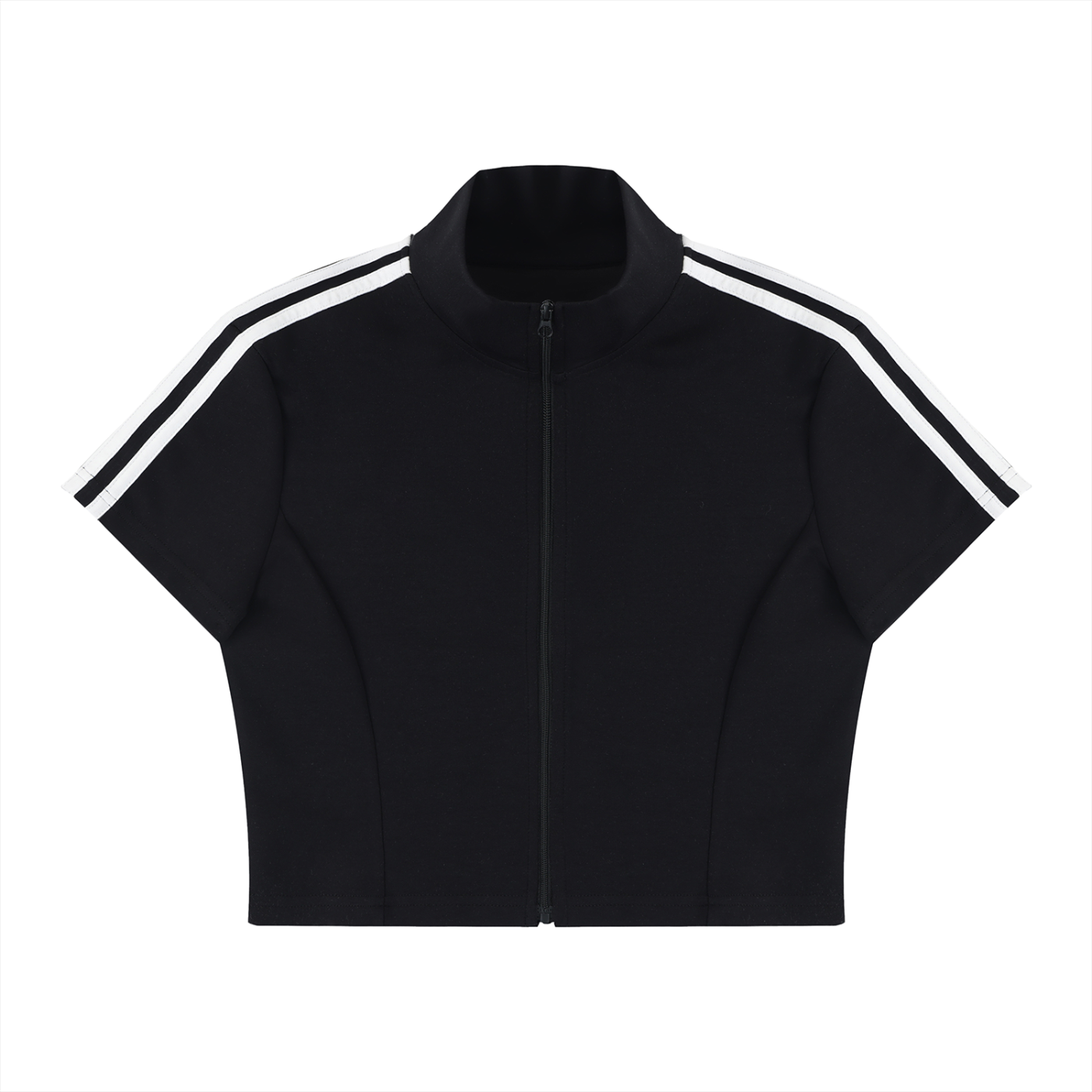 Women brand  Cropped Full Zip Short Sleeve T-Shirt