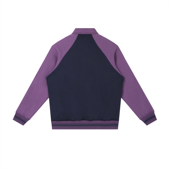 WOMEN COAT AND JACKET Contrast Raglan Sleeve Baseball Jacket