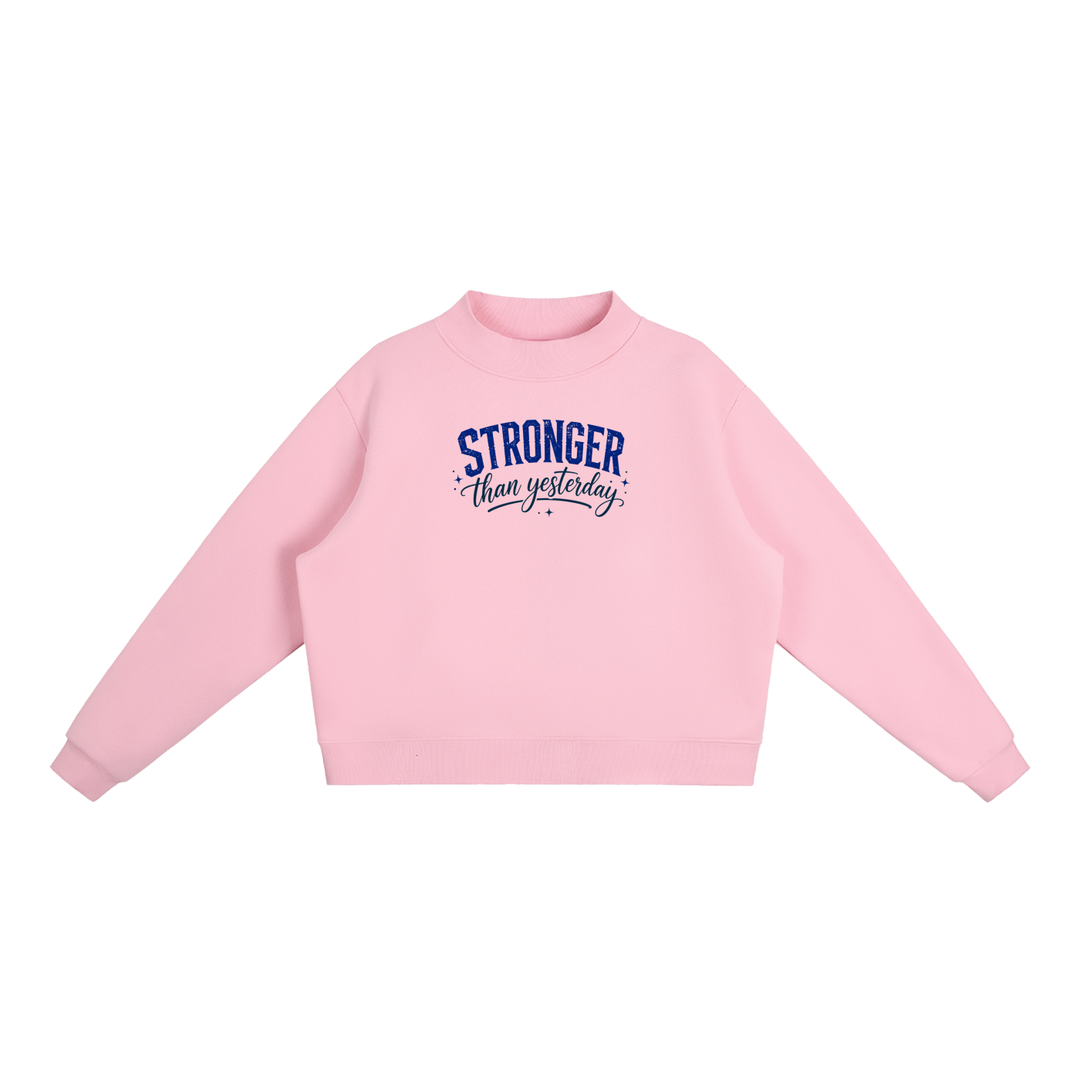 WOMEN GYM WEAR Essential Fleece Mock-Neck Crew Sweatshirt