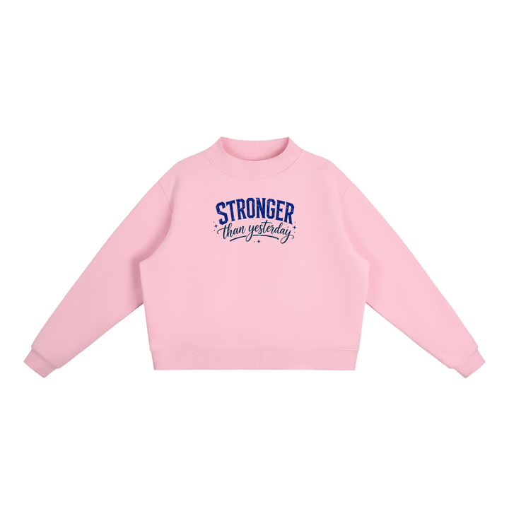 WOMEN GYM WEAR Essential Fleece Mock-Neck Crew Sweatshirt
