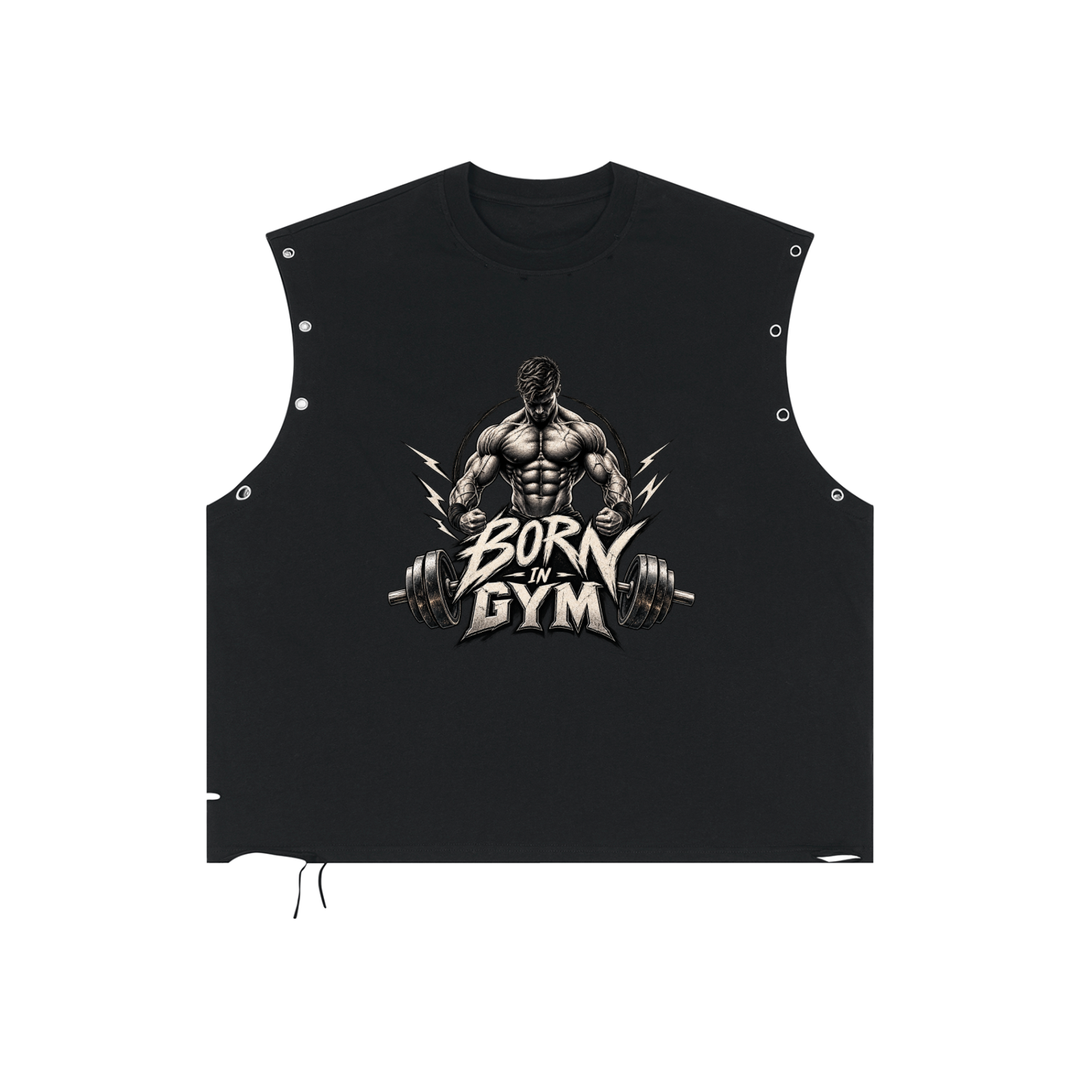 men graphic Distressed Grommet Eyelet Tank Top