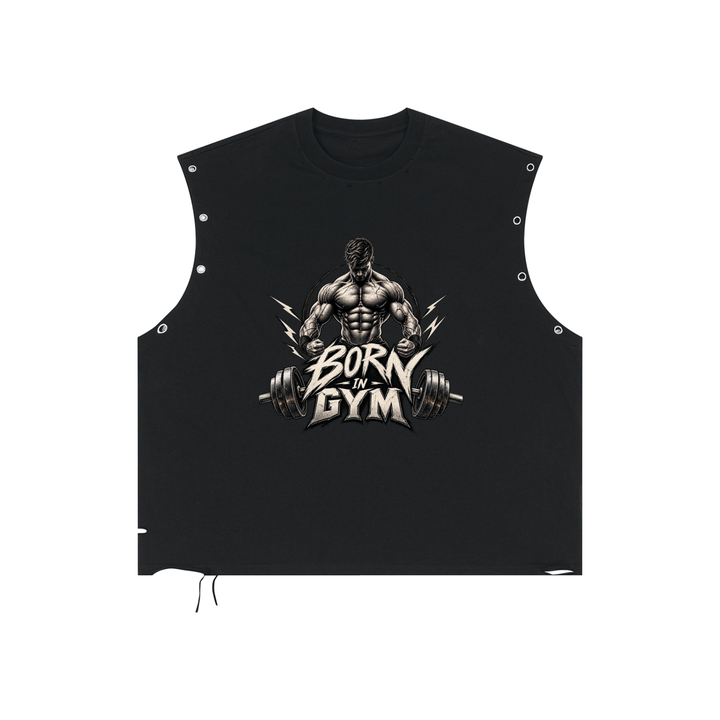 men graphic Distressed Grommet Eyelet Tank Top
