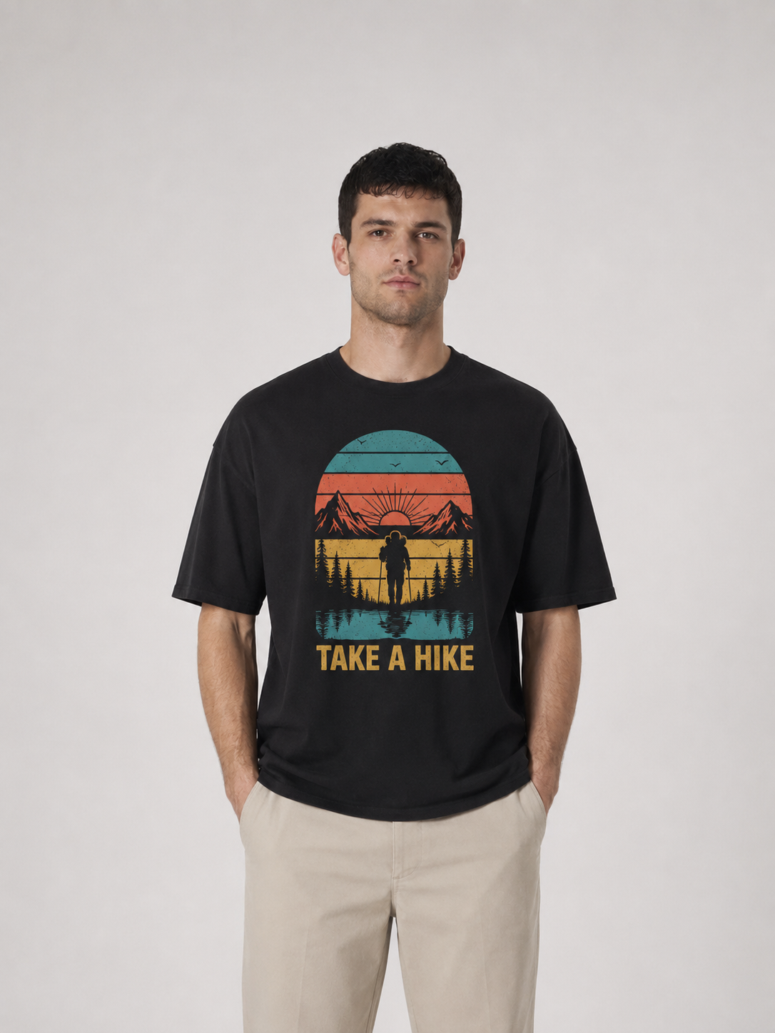 Take A Hike Retro Sunset Mountain Tee