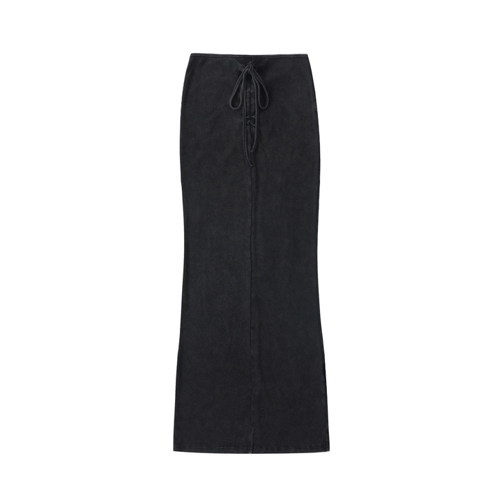WOMEN SKIRT Dyed Washed Drawstring Maxi Skirt