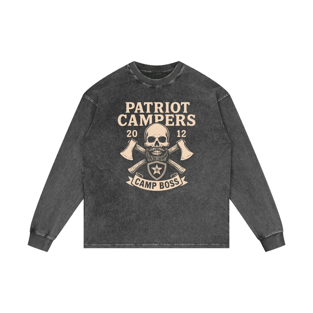 men. graphic Acid Wash Oversize Long Sleeve T-Shirt