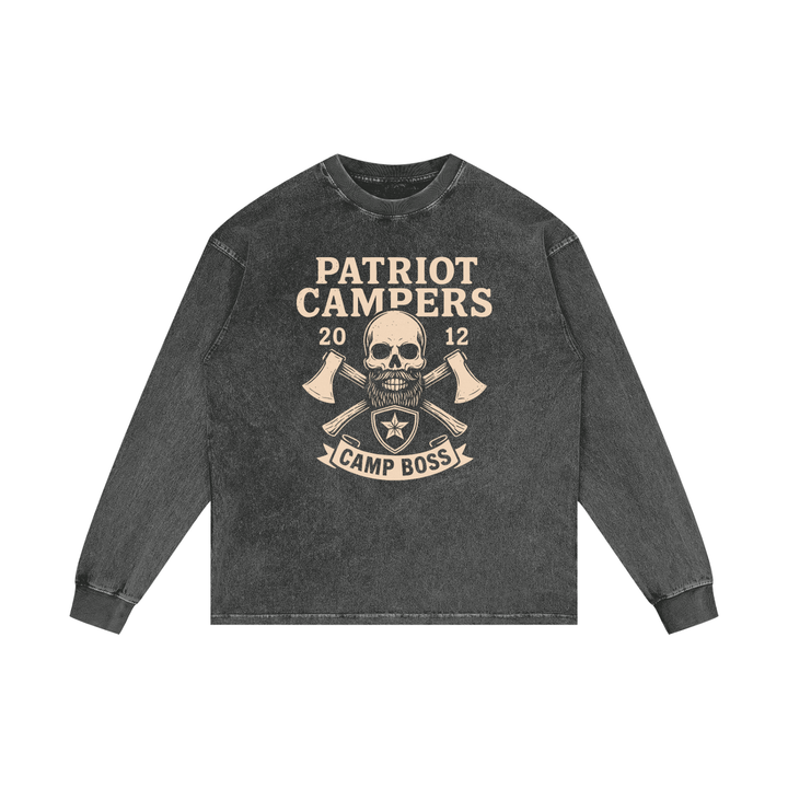 men. graphic Acid Wash Oversize Long Sleeve T-Shirt