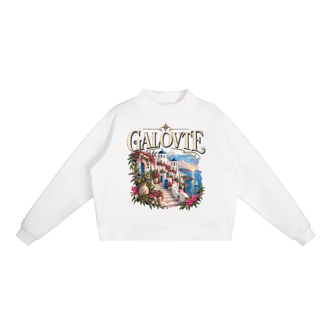 women graphic Essential Fleece Mock-Neck Crew Sweatshirt