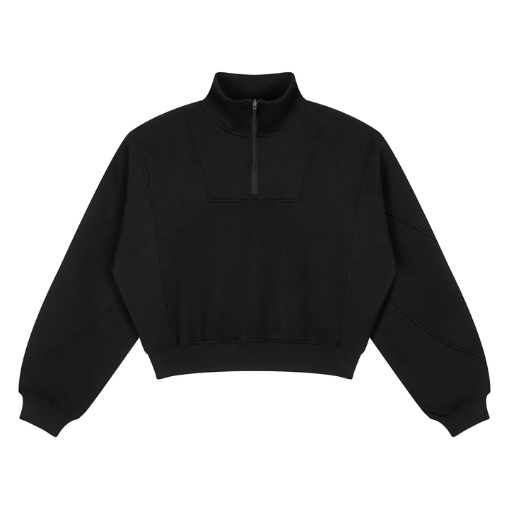 Women HODDIES Loose Fleece Quarter-Zip Sweatshirt