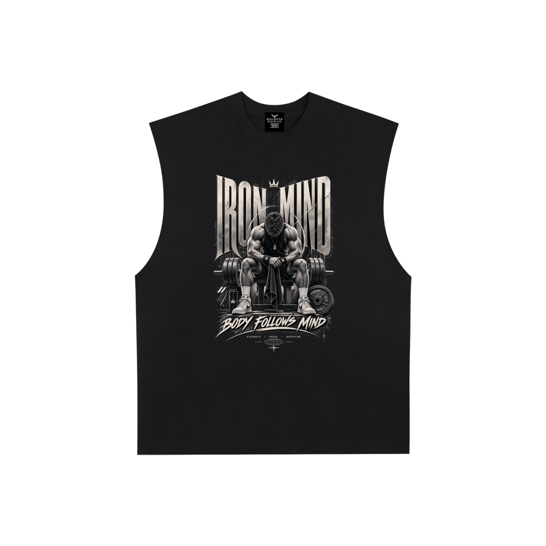 men graphic Raw Edge Cotton Tank Top