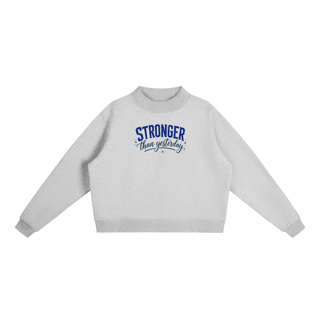 WOMEN GYM WEAR Essential Fleece Mock-Neck Crew Sweatshirt