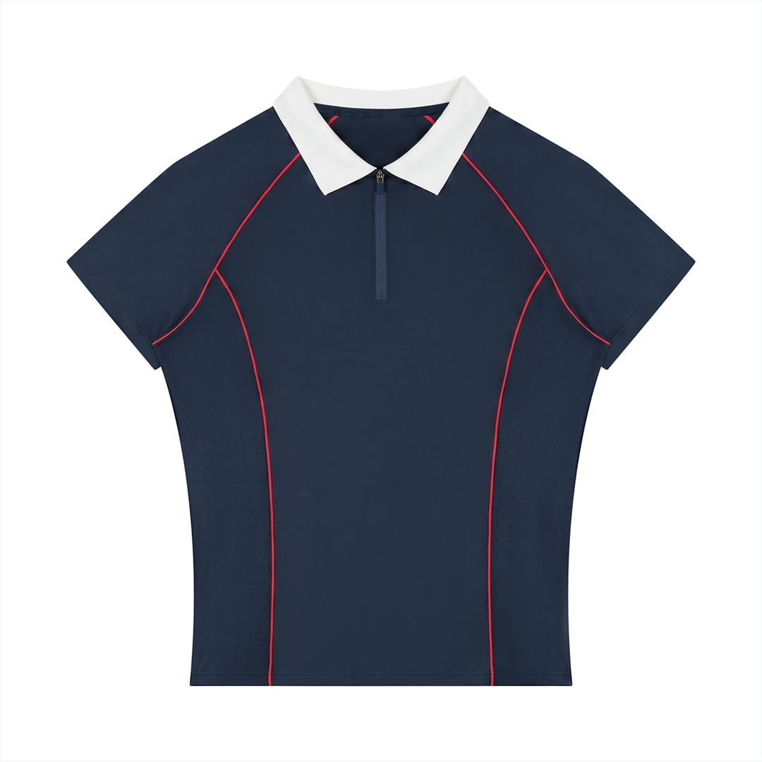 Women’s gym wear Slim Fit Quarter-Zip Polo Shirt