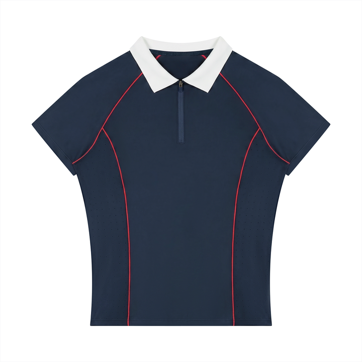 Women’s gym wear Slim Fit Quarter-Zip Polo Shirt