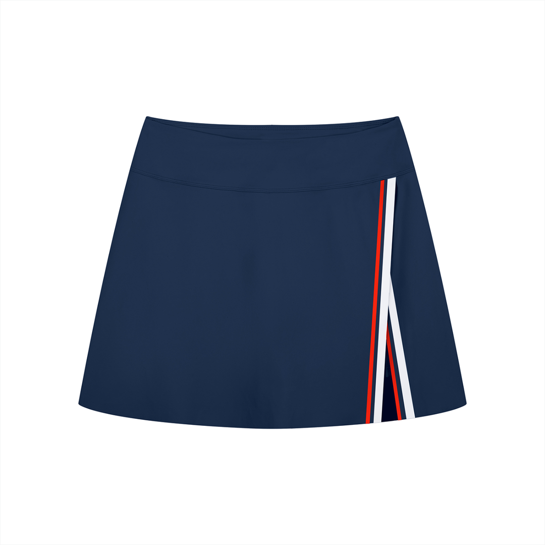 Women SKIRT A-Line Contrast Panel Slit Skirt
