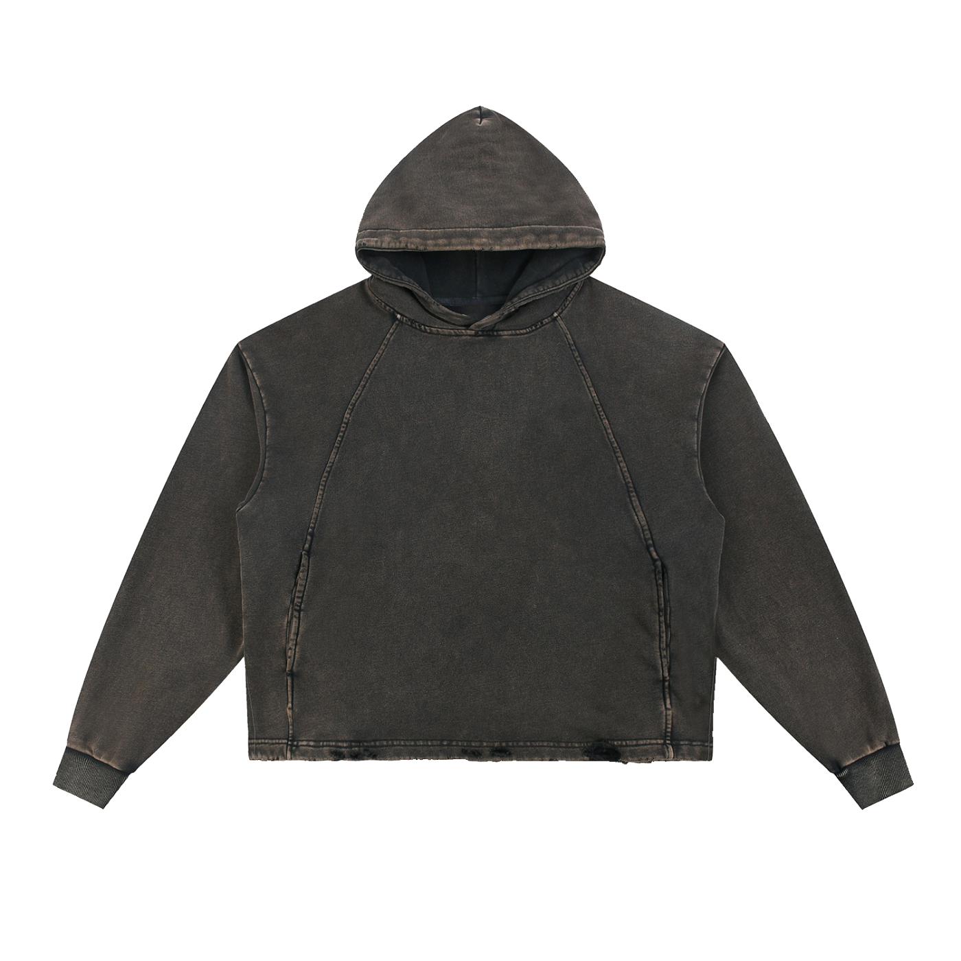 men brand Vintage Washed Frayed-Hem Hoodie