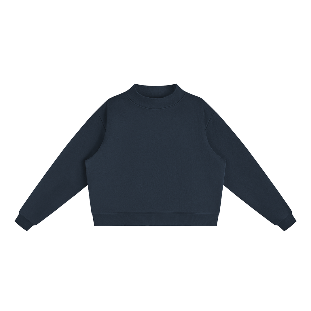 WOMEN HODDIES Essential Fleece Mock-Neck Crew Sweatshirt