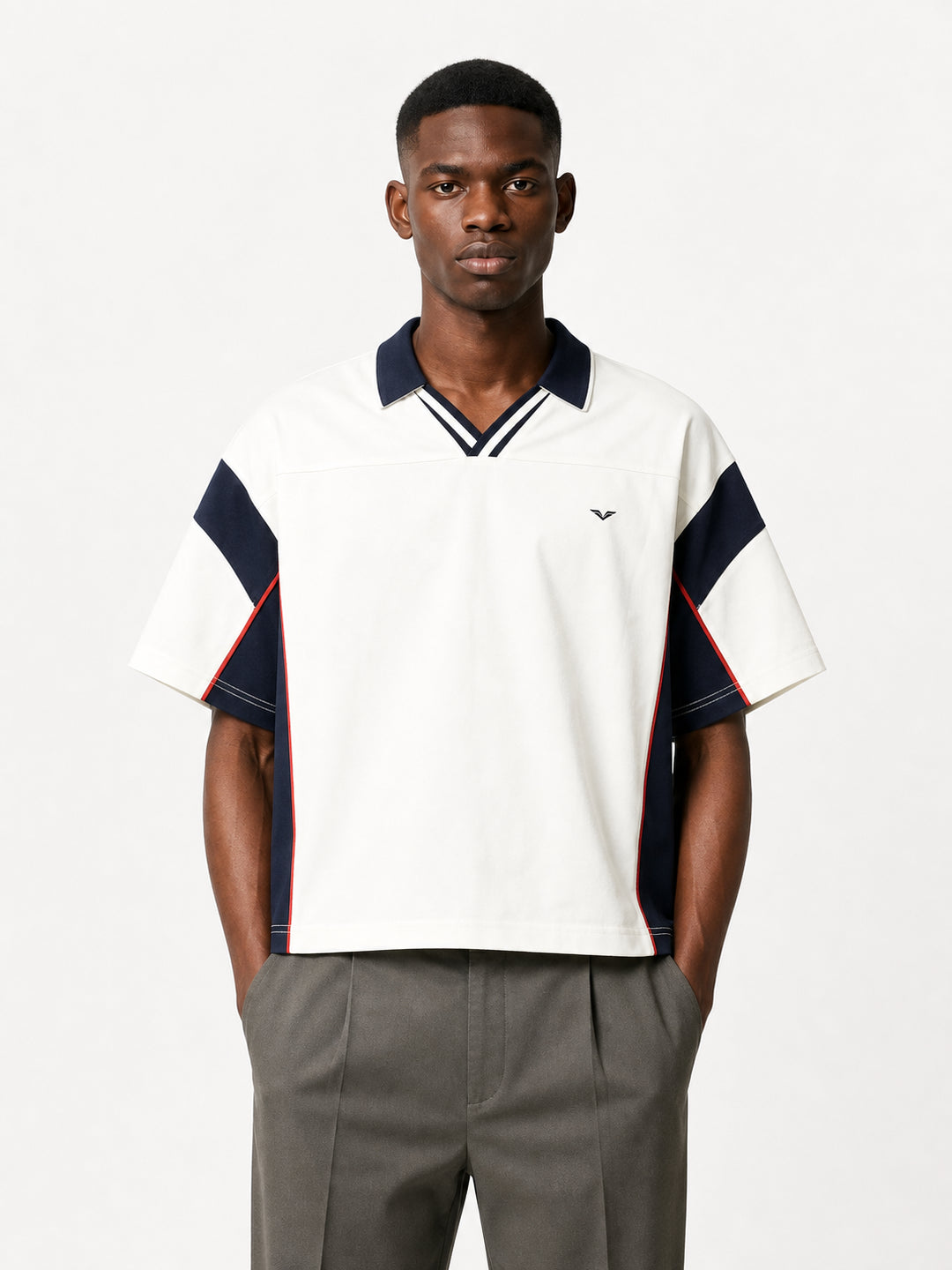 men t shirt Wing Logo Boxy Colour-Block Polo Shirt
