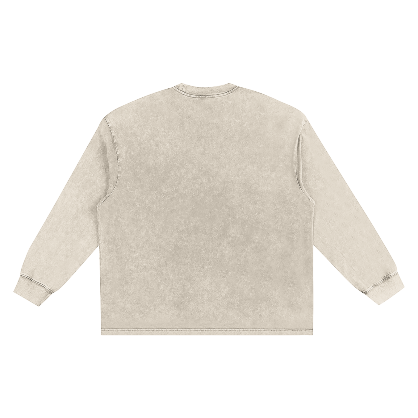 Wing Logo Snow-Washed Frayed Long Sleeve Tee in Light Apricot, back view.