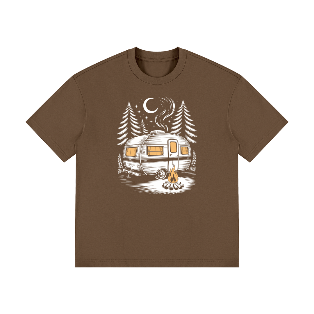 hiking lover Night Camp Caravan Illustrated Cotton Tee