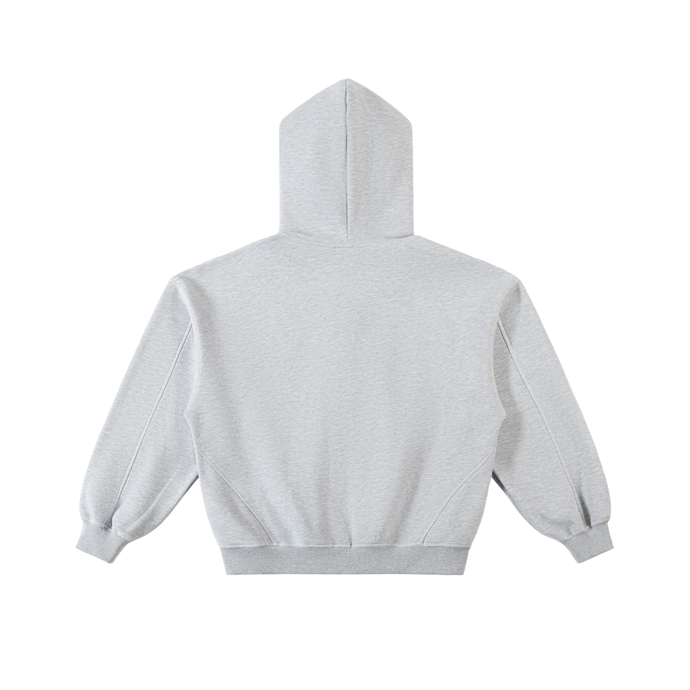 Wing Logo Contrast Stitch Boxy Zip Hoodie in Flower Gray, back view.
