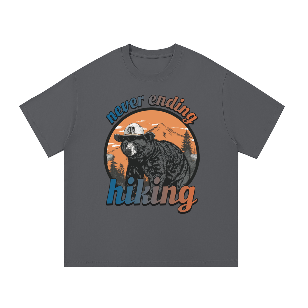 hiking lover Never Ending Hiking Retro Bear Cotton Tee