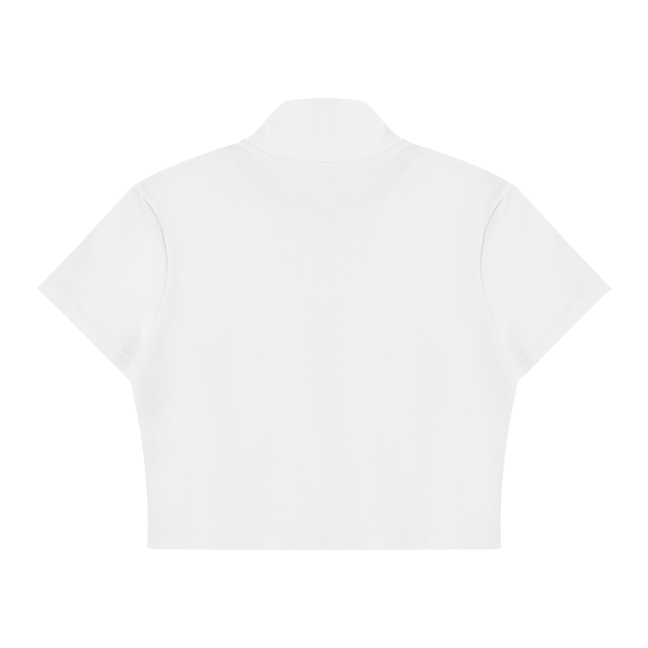 Women brand  Cropped Full Zip Short Sleeve T-Shirt