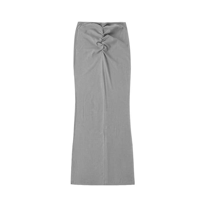 WOMEN SKIRT Dyed Washed Drawstring Maxi Skirt