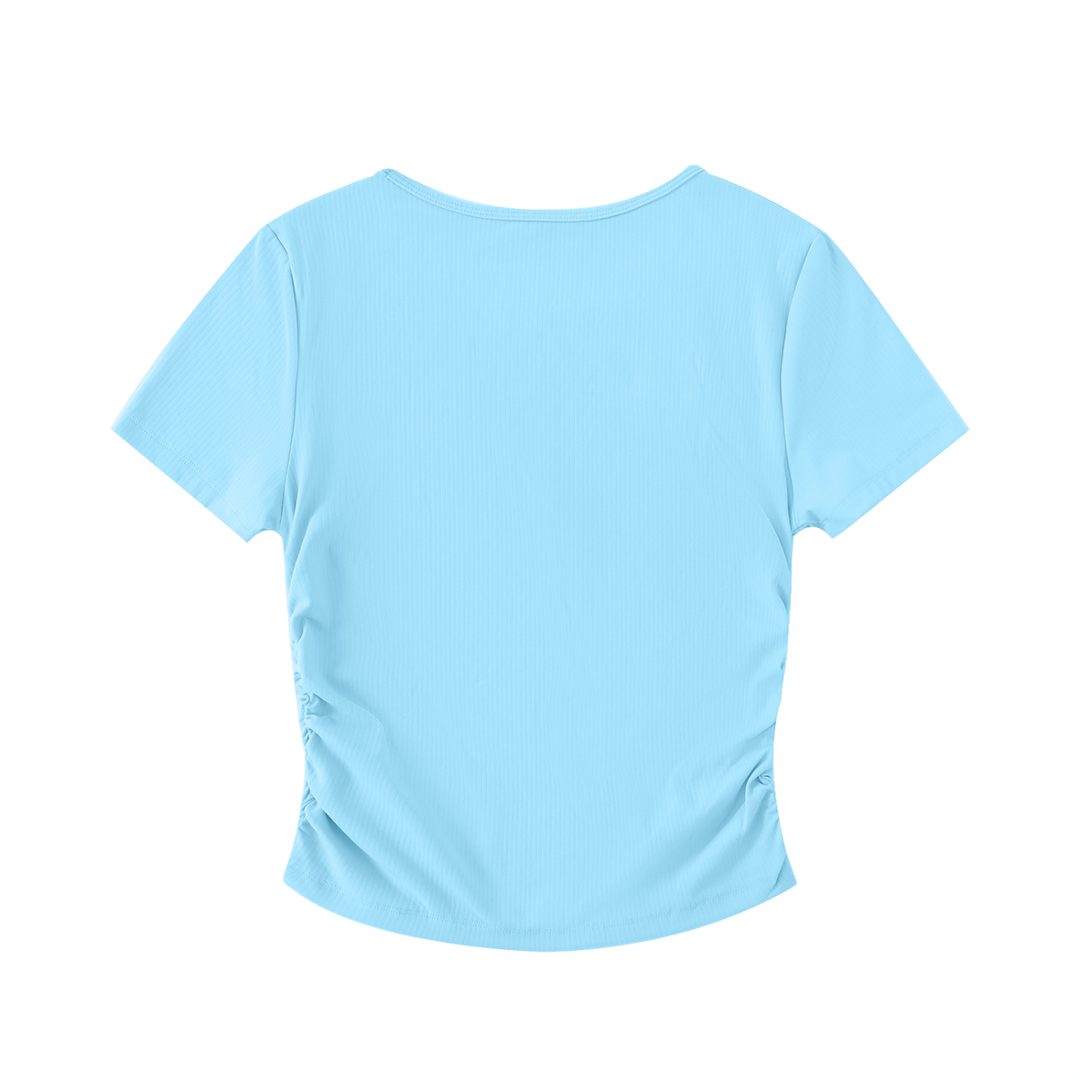 WOMEN T SHIRT Ruched Bodycon Crop Top