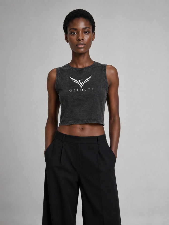 gym wear Logo Washed Cropped Tank