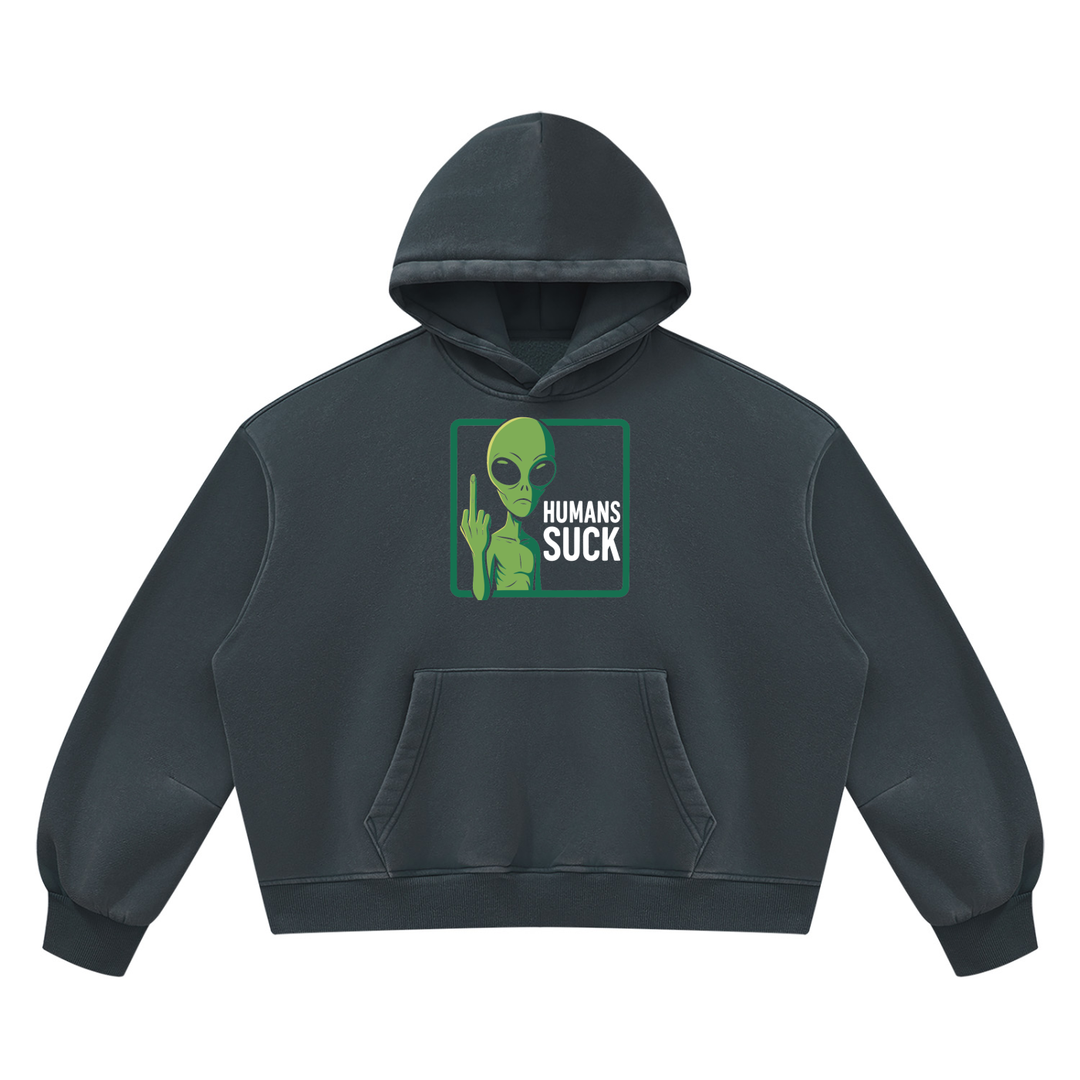 men graphic  Vintage Wash Boxy Fleece Hoodie