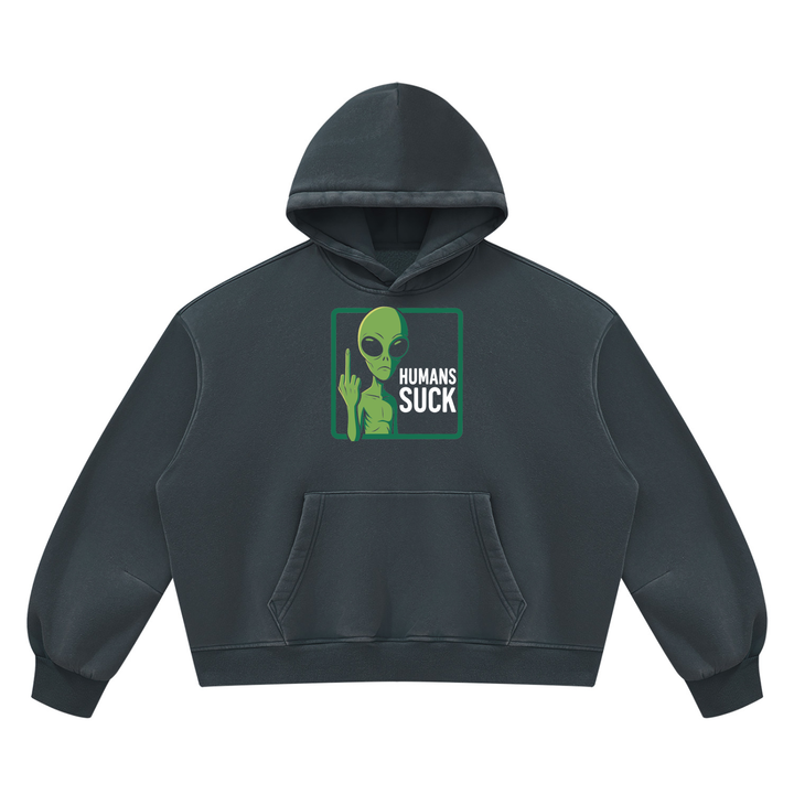 men graphic  Vintage Wash Boxy Fleece Hoodie