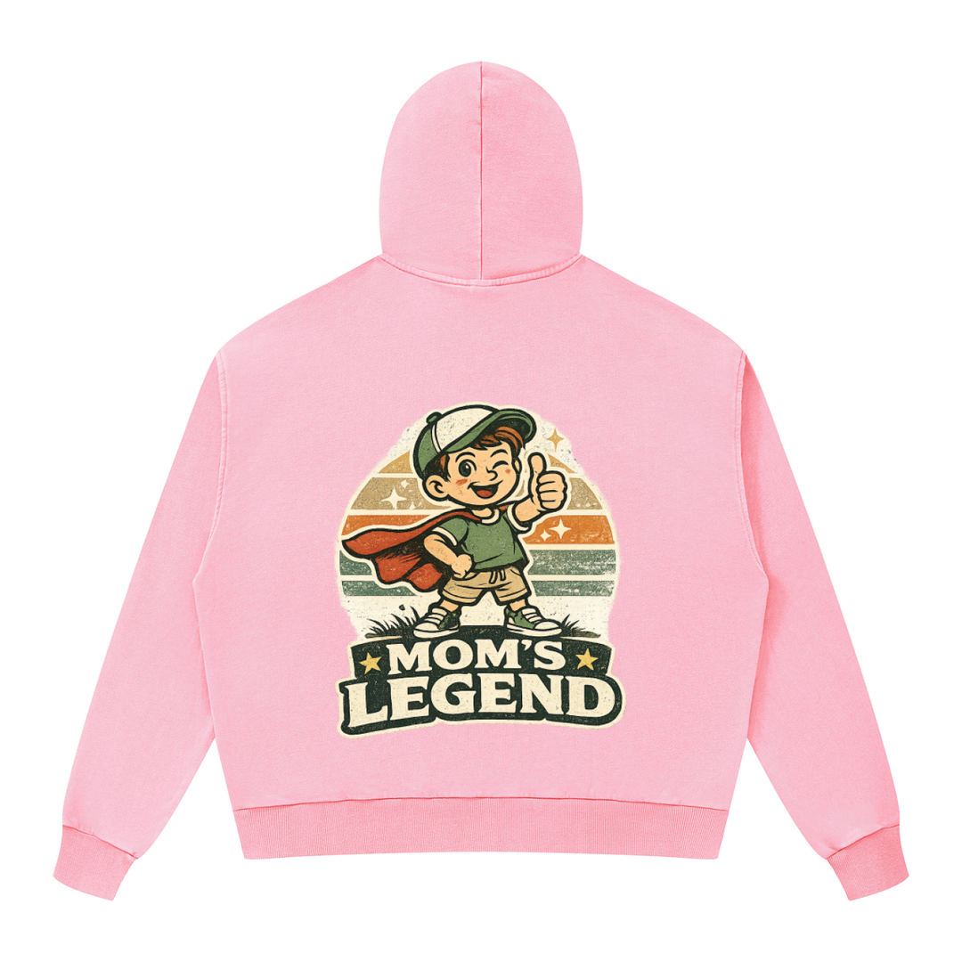 mom lover Mineral Wash Boxy Full Zip Hoodie