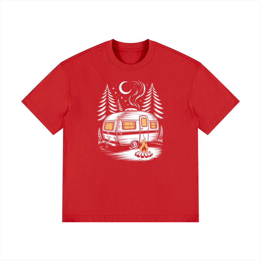 hiking lover Night Camp Caravan Illustrated Cotton Tee