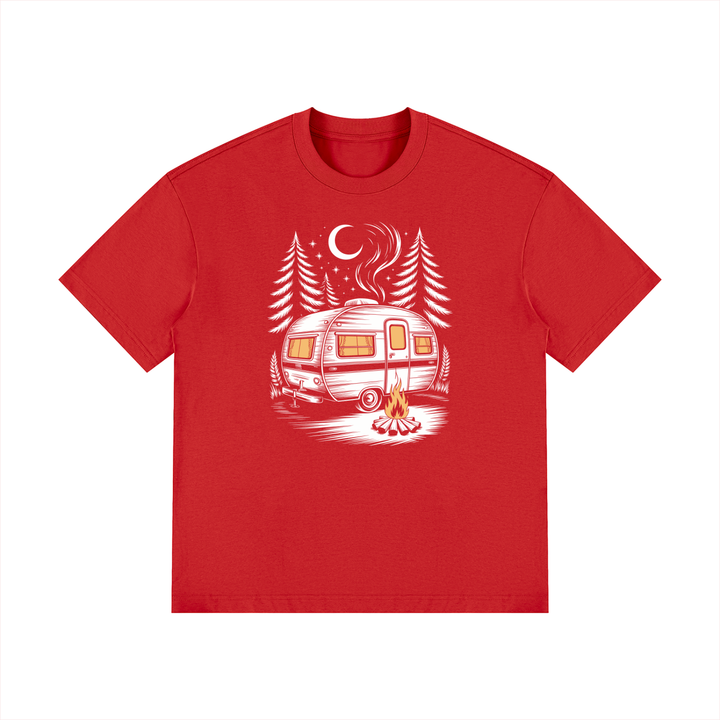 hiking lover Night Camp Caravan Illustrated Cotton Tee
