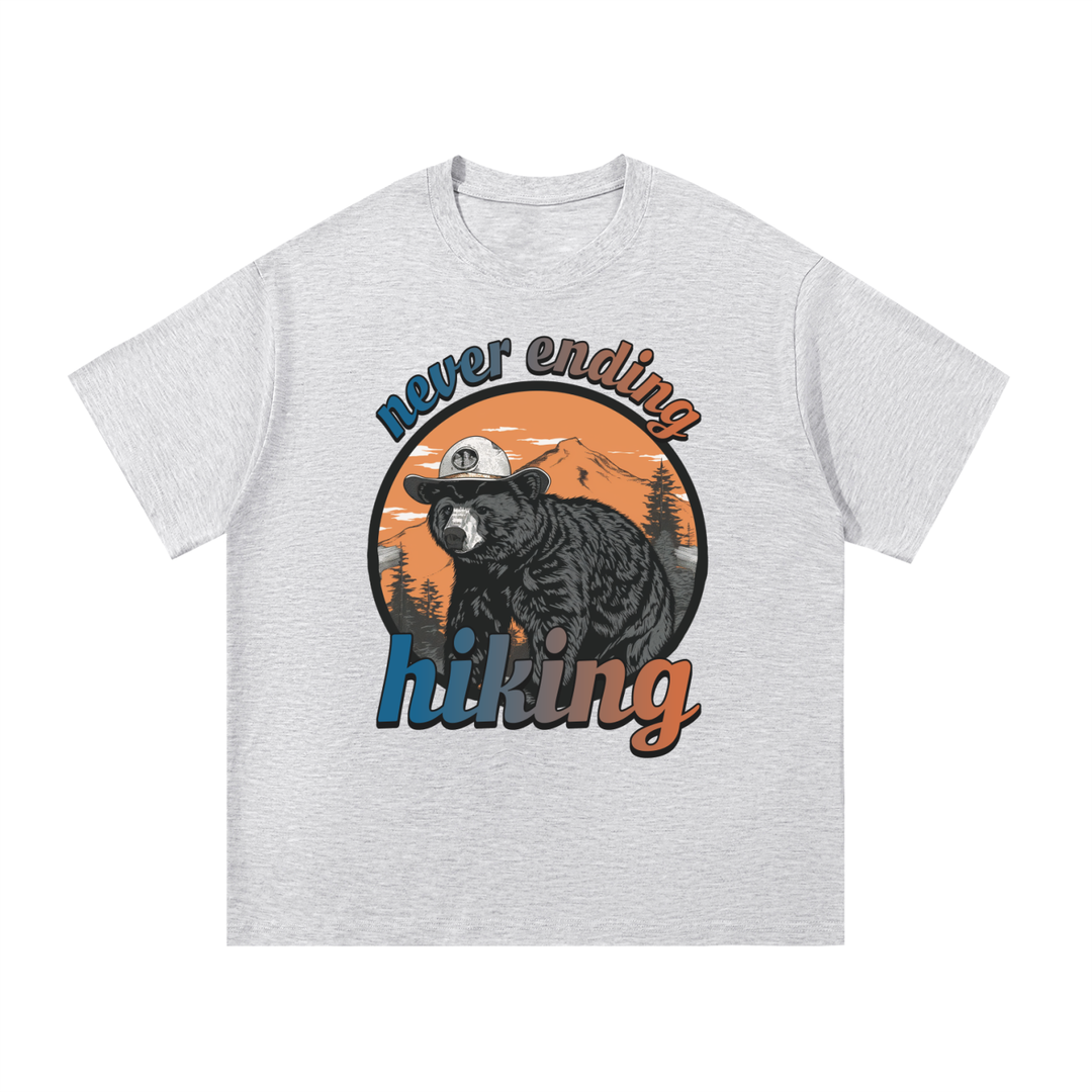 hiking lover Never Ending Hiking Retro Bear Cotton Tee