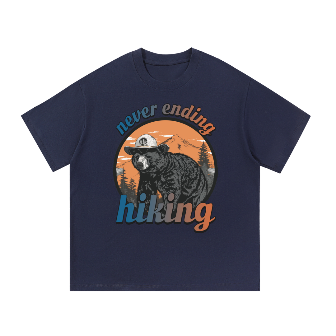 hiking lover Never Ending Hiking Retro Bear Cotton Tee