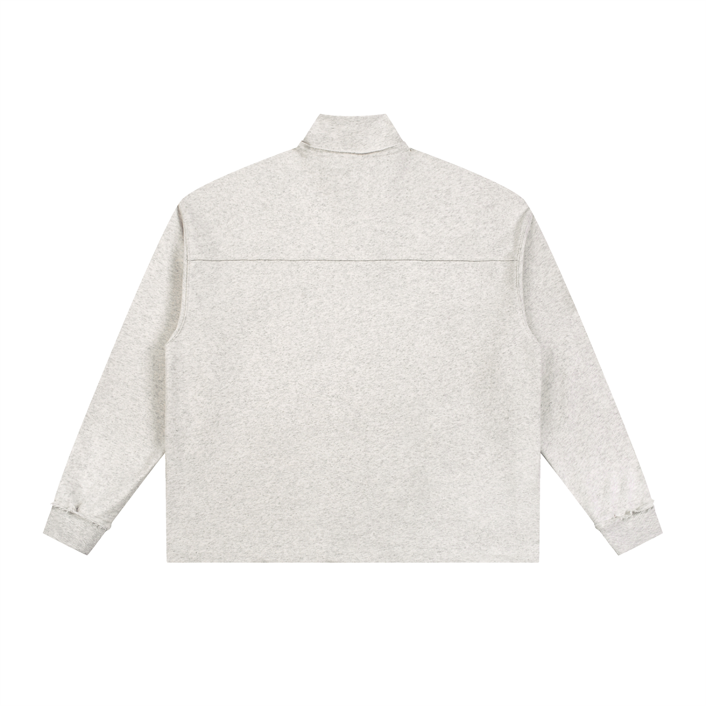 Wing Logo Half-Zip Rolled Edge Fleece — White in Oat Gray, back view.