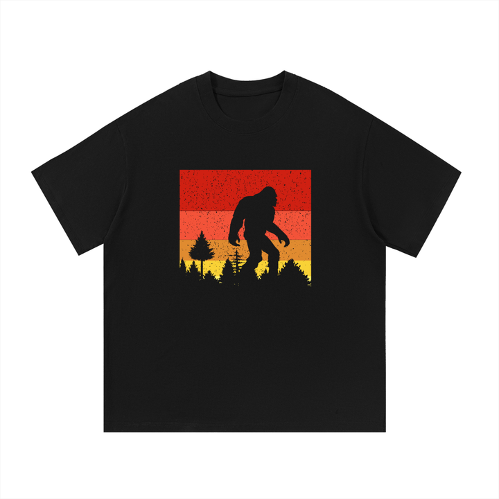 hiking lover Bigfoot Retro Sunset Silhouette Cotton Tee