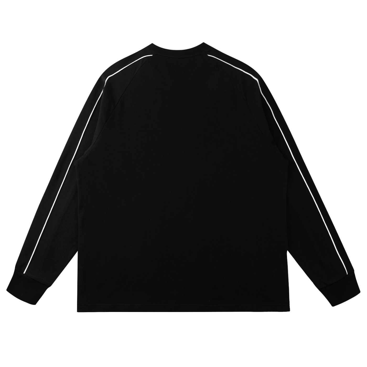 Wing Logo Contrast Panel Raglan Sweatshirt in Black with White, back view.