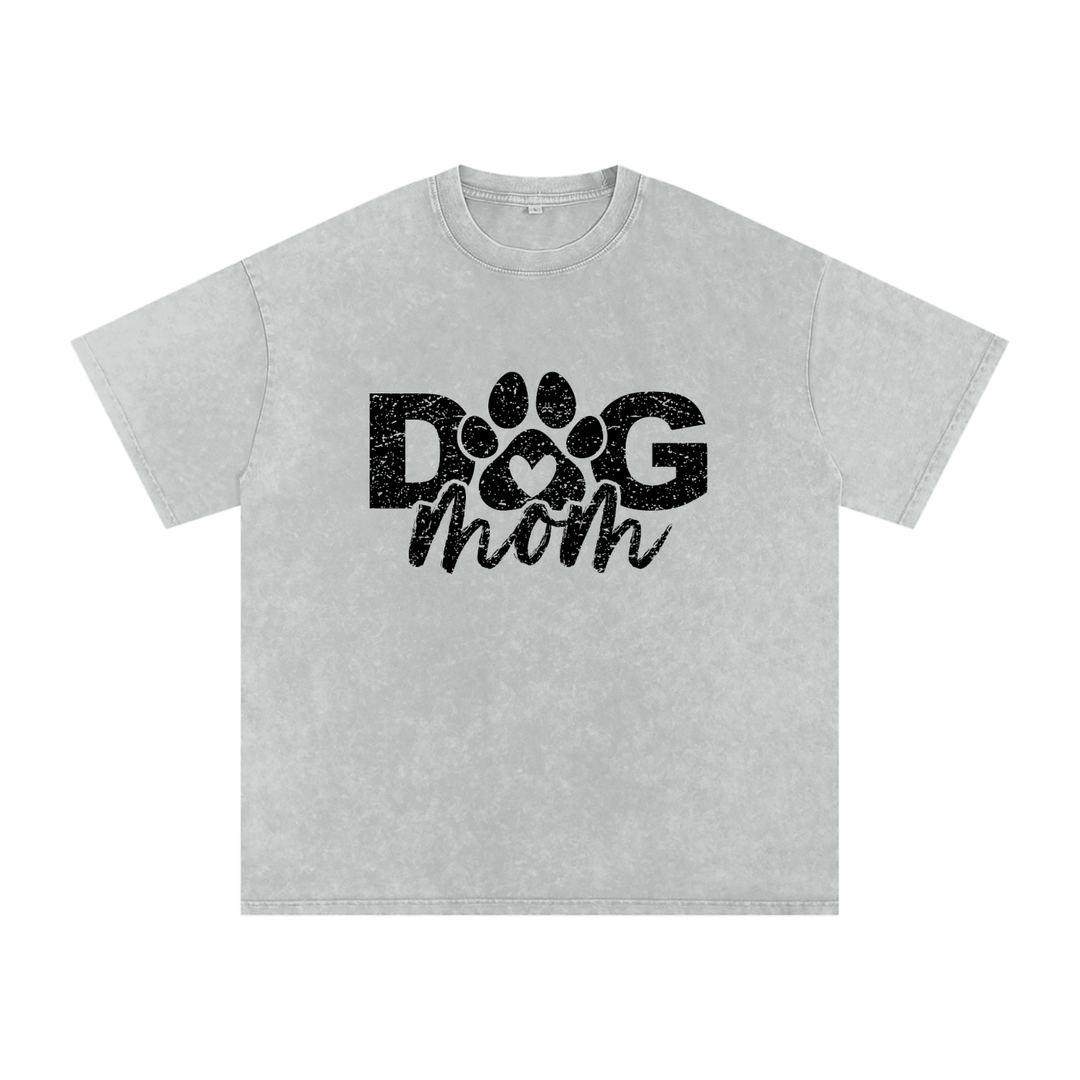 mom lover  Distressed Paw Snow-Washed Tee