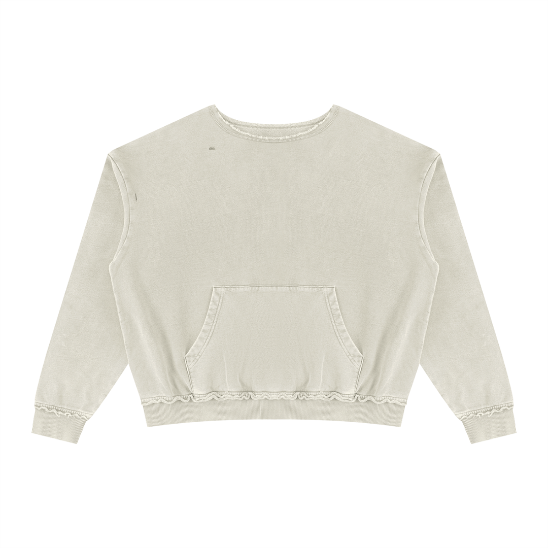 WOMEN HODDIES Raw Edge Crewneck Sweatshirt