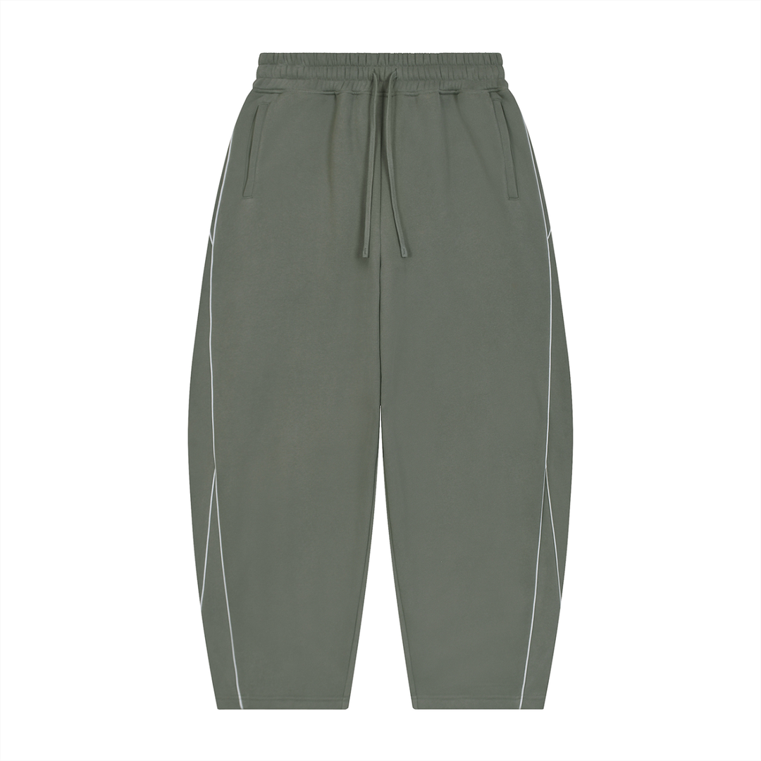 men pent  Piping Fleece Barrel Leg Sweatpants