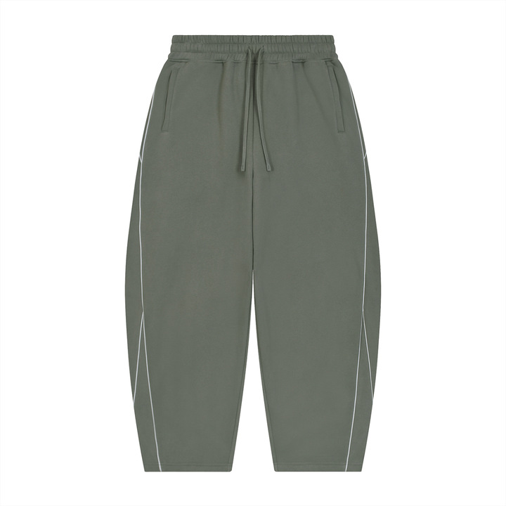 men pent  Piping Fleece Barrel Leg Sweatpants