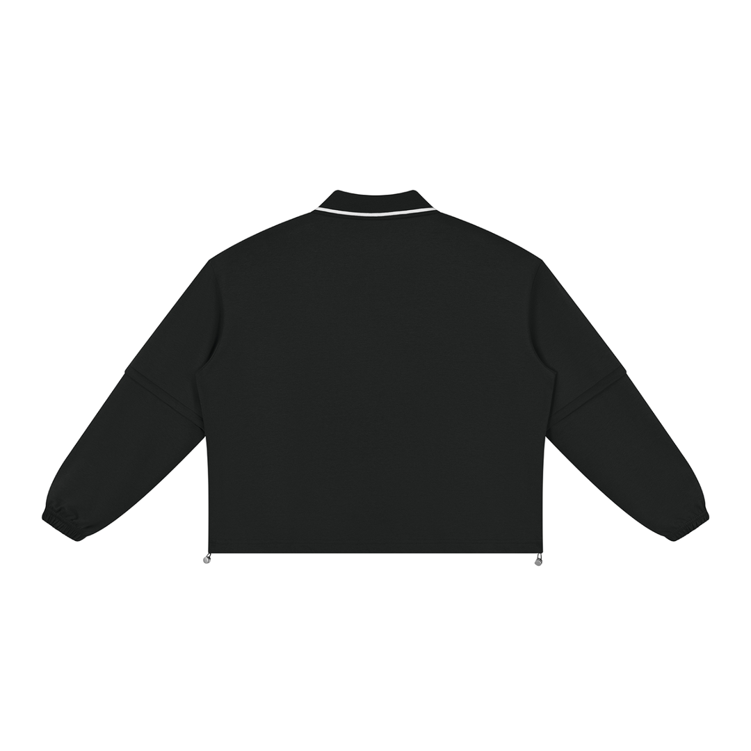 women hoddies Boxy Collared Detachable Sweatshirt