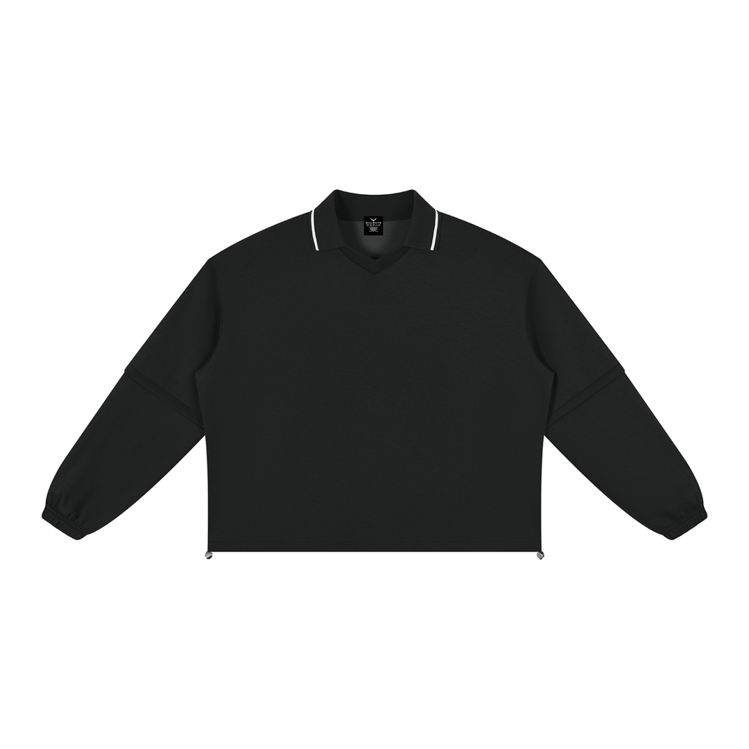 women hoddies Boxy Collared Detachable Sweatshirt