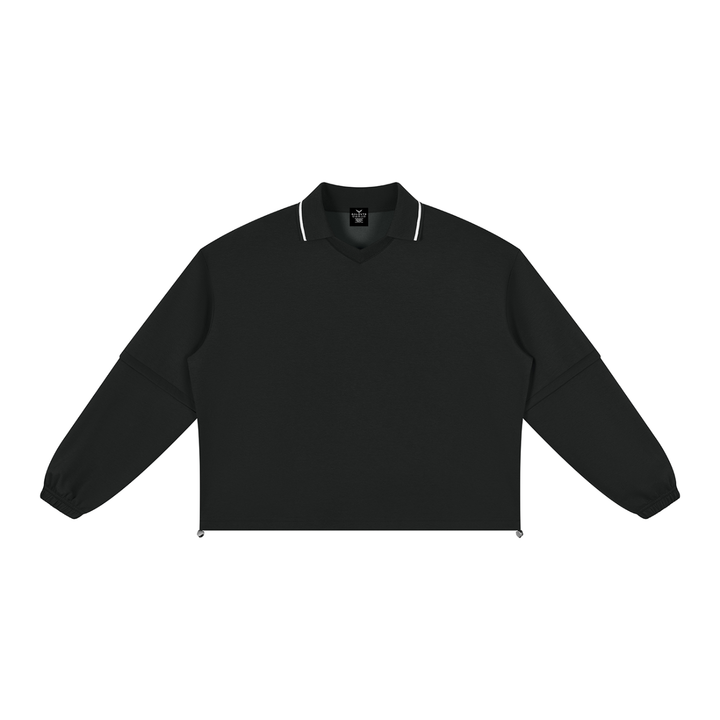 women hoddies Boxy Collared Detachable Sweatshirt