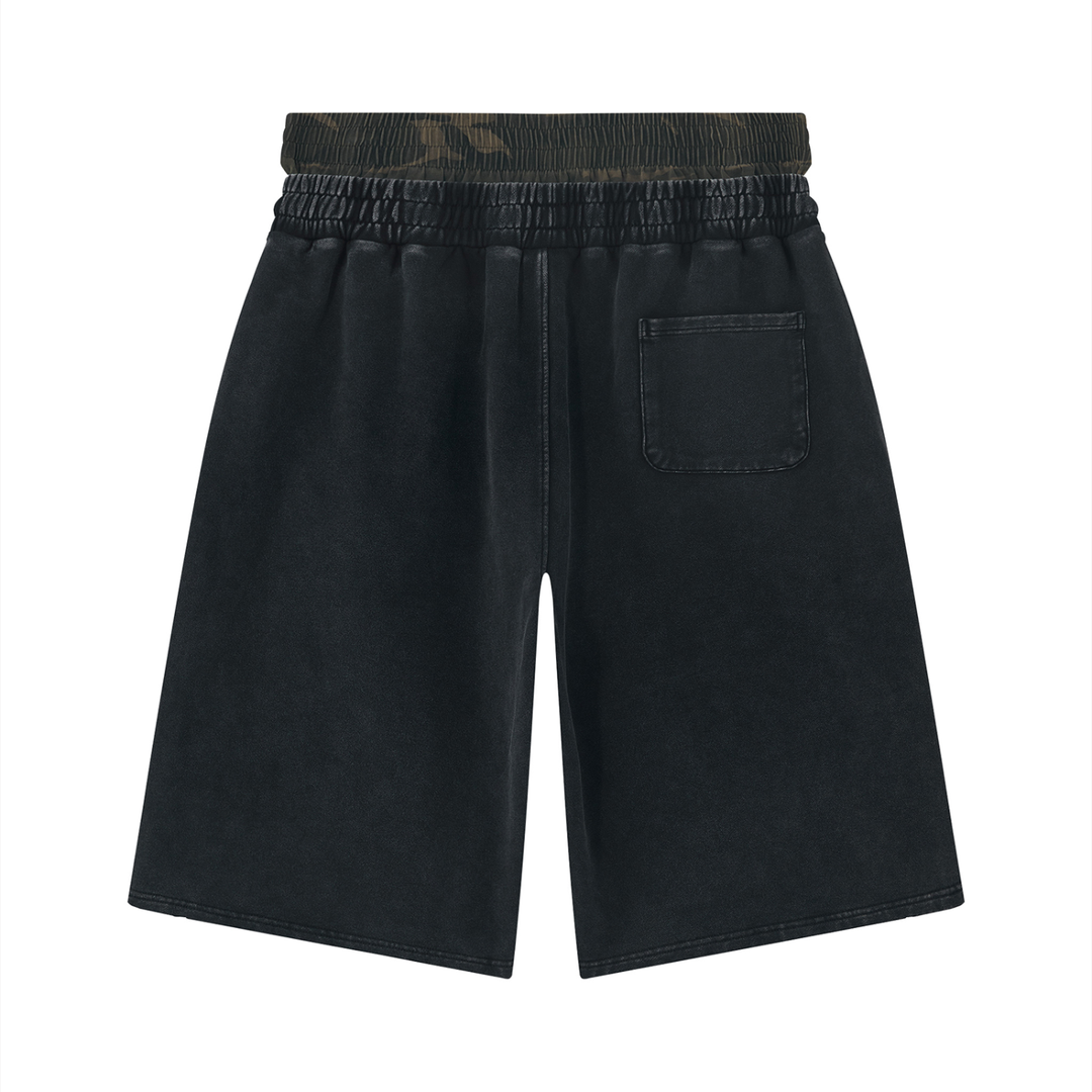WOMEN PENT Vintage Wash Distressed Wide Leg Shorts