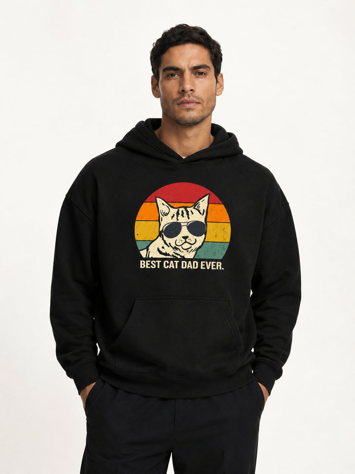 dad lover Best Cat Dad Ever Retro Sunset Hoodie