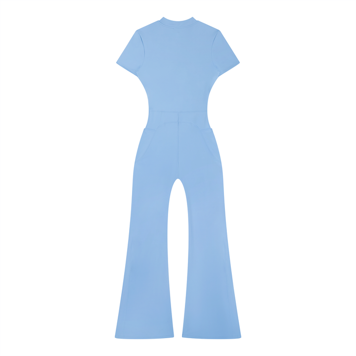 Women’s one piece Tight Flared Leg Quarter-Zip Jumpsuit